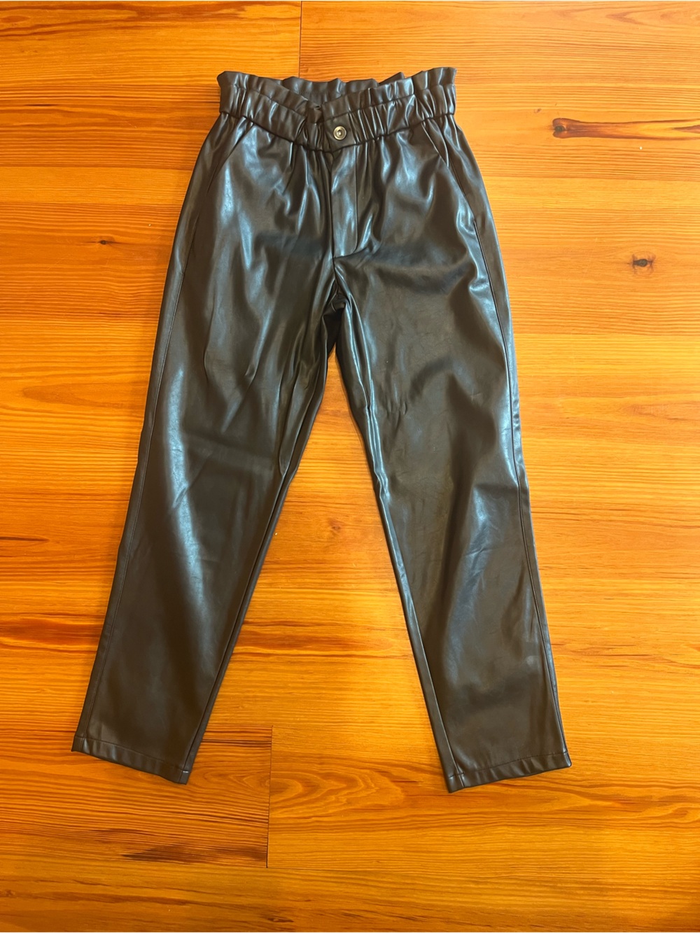 Leather high waisted black pants